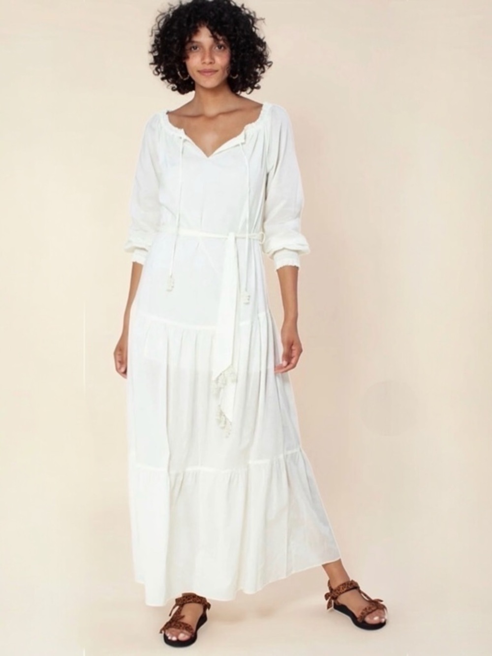 Hale Bob Honor Solid Tie Belt Summer Maxi Dress Beach Cover Up Size Small NEW - Picture 2 of 12